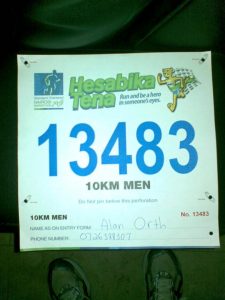 My race number for the Nairobi Marathon