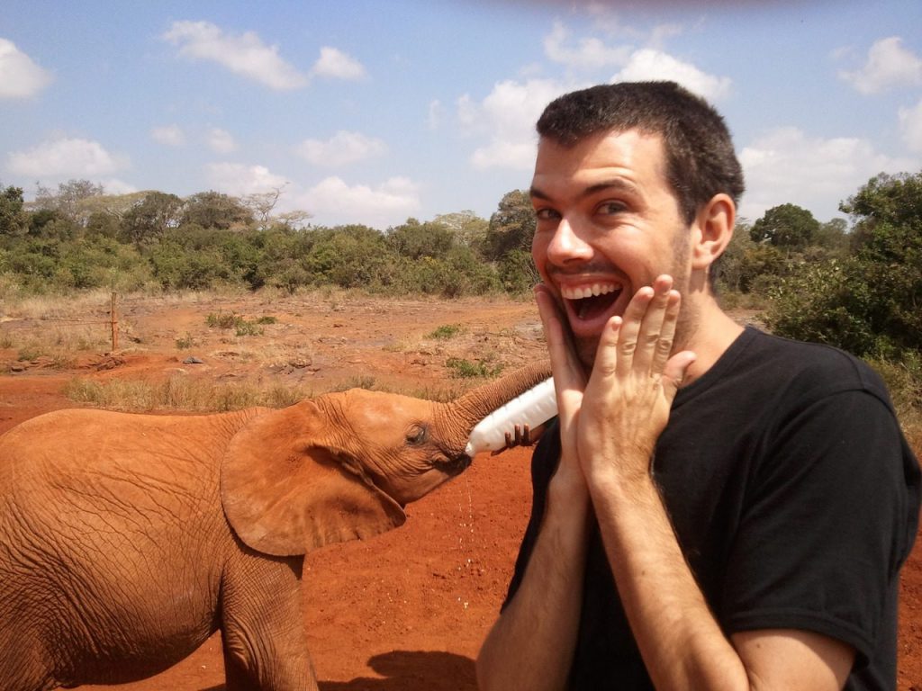 Alan with a baby elephant