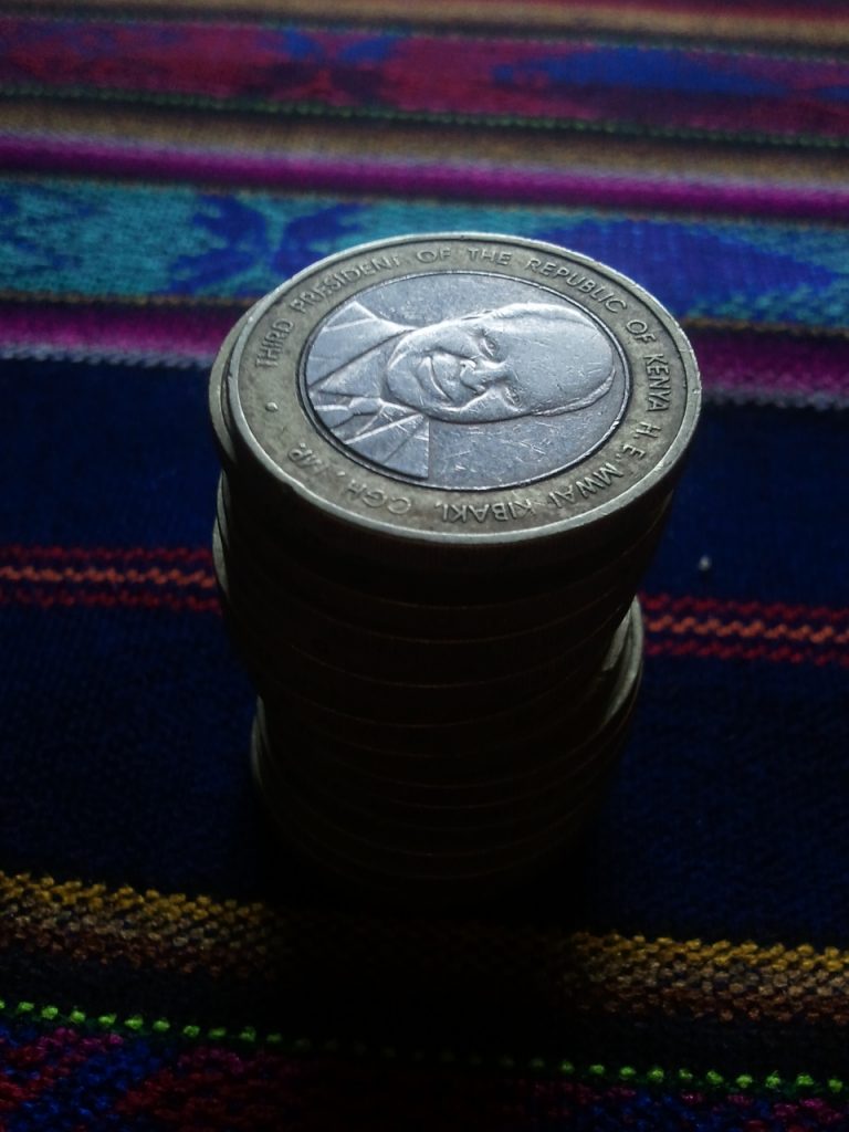 Stack of forty-shilling coins